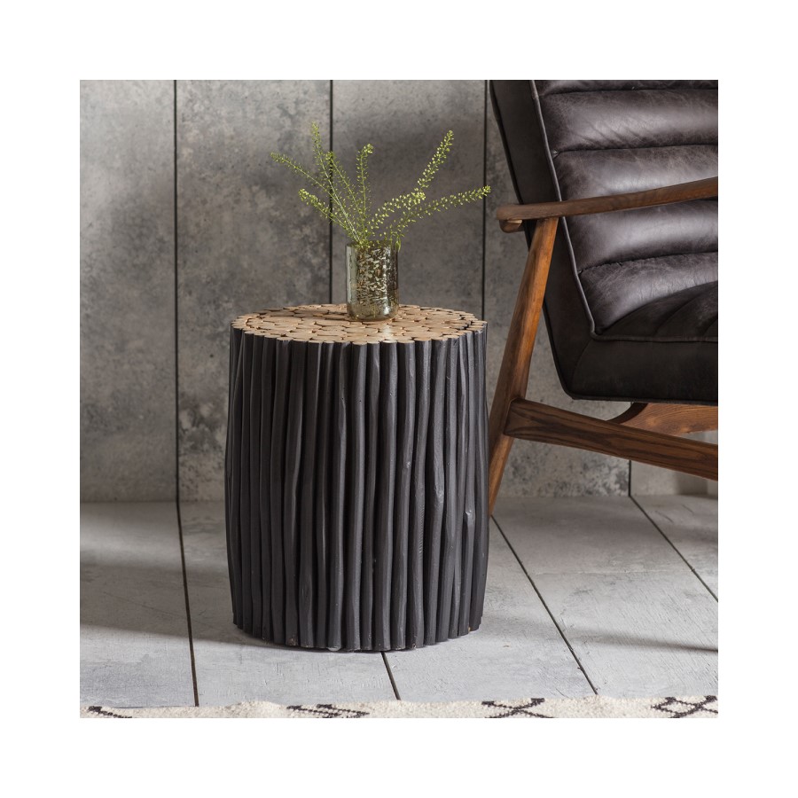 Gallery Denshaw Round Drum Style Wooden Side Table