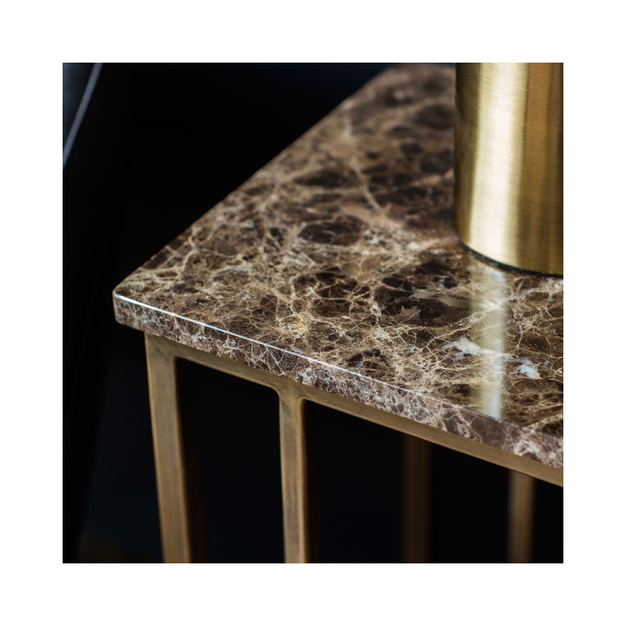 Brown Marble Sofa Side Table - Emperor