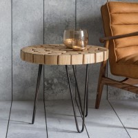 Gallery Kelstern Mid Century Teak Side Table with Hairpin Legs