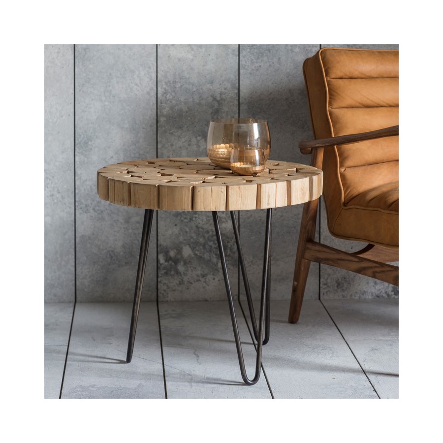 Gallery Kelstern Mid Century Teak Side Table with Hairpin Legs