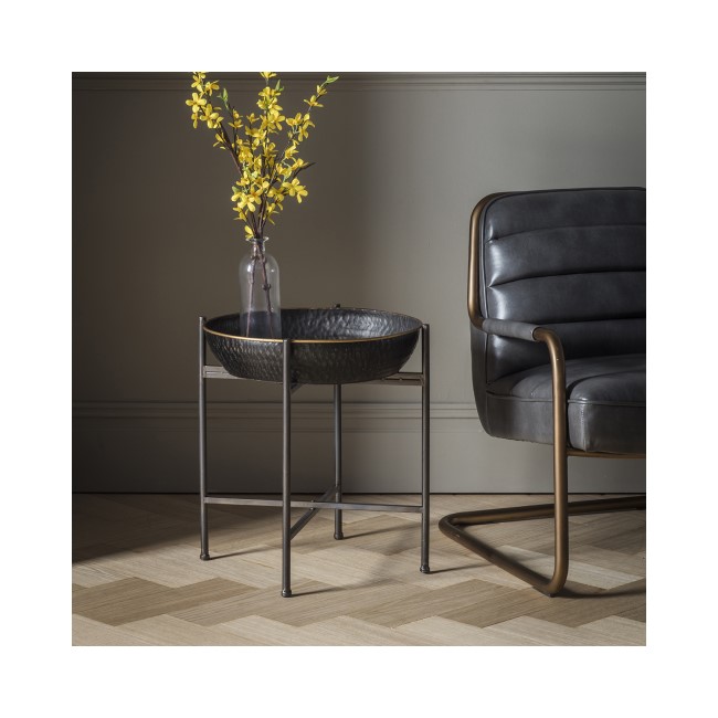 Gallery Wesley Black Metal Tray Table with Gold Edge