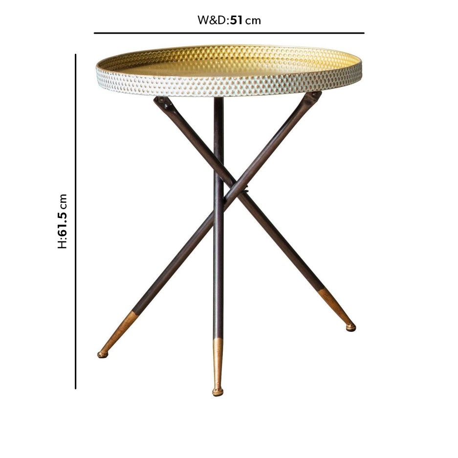 Gallery Epsom Tripod Bedside Table in Black and Gold Furniture123