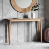 Gallery Milano Solid Oak Light Wood Chevron Style Console Table