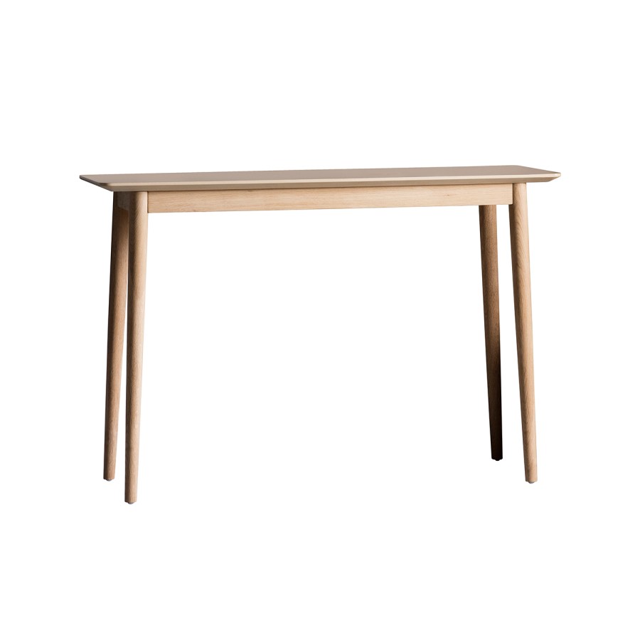 Gallery Milano Solid Oak Light Wood Chevron Style Console Table