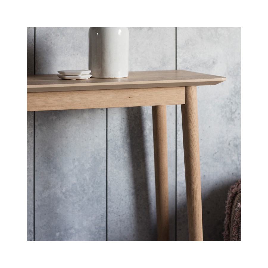 Gallery Milano Solid Oak Light Wood Chevron Style Console Table