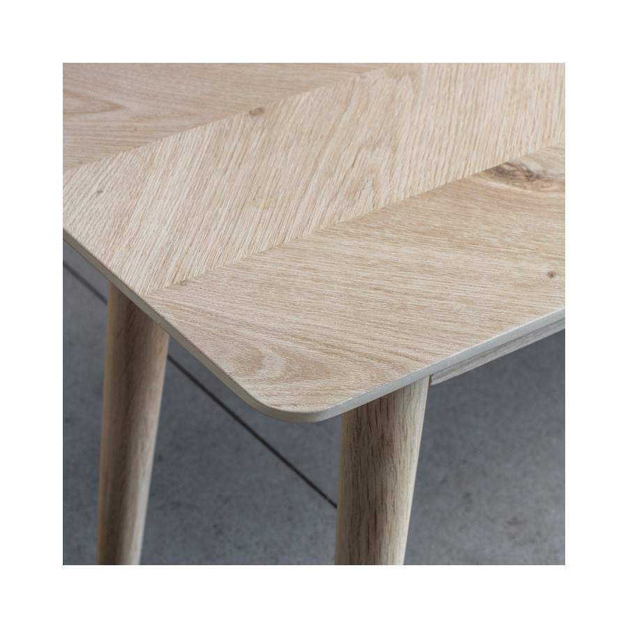 Solid Oak Light Wood Chevron Style Dining Bench - Milano - Caspian House