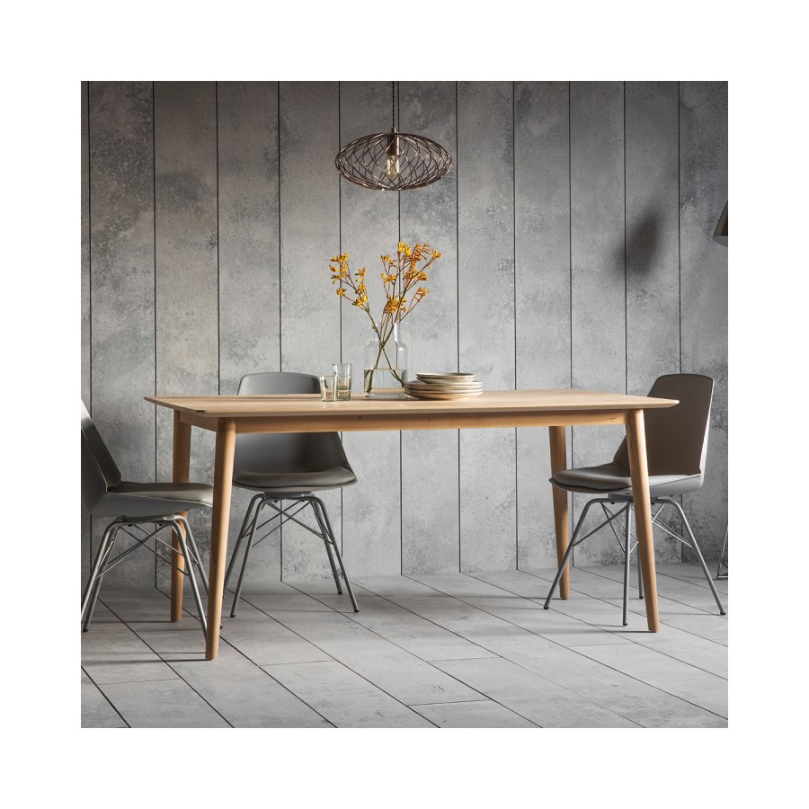 Solid Oak Chevron Dining Table - Caspian House
