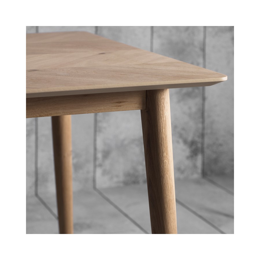 Solid Oak Chevron Dining Table - Caspian House