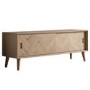 GRADE A2 - Gallery Milano Solid Oak Light Wood Chevron Style TV Unit with 2 Sliding Doors