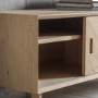 GRADE A2 - Gallery Milano Solid Oak Light Wood Chevron Style TV Unit with 2 Sliding Doors