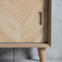 GRADE A2 - Gallery Milano Solid Oak Light Wood Chevron Style TV Unit with 2 Sliding Doors