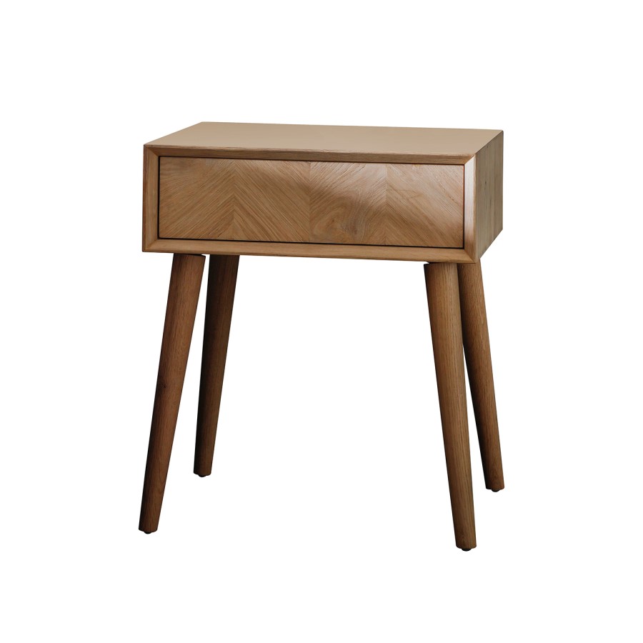 Solid Oak Chevron Style Side Table - Milano - Caspian House