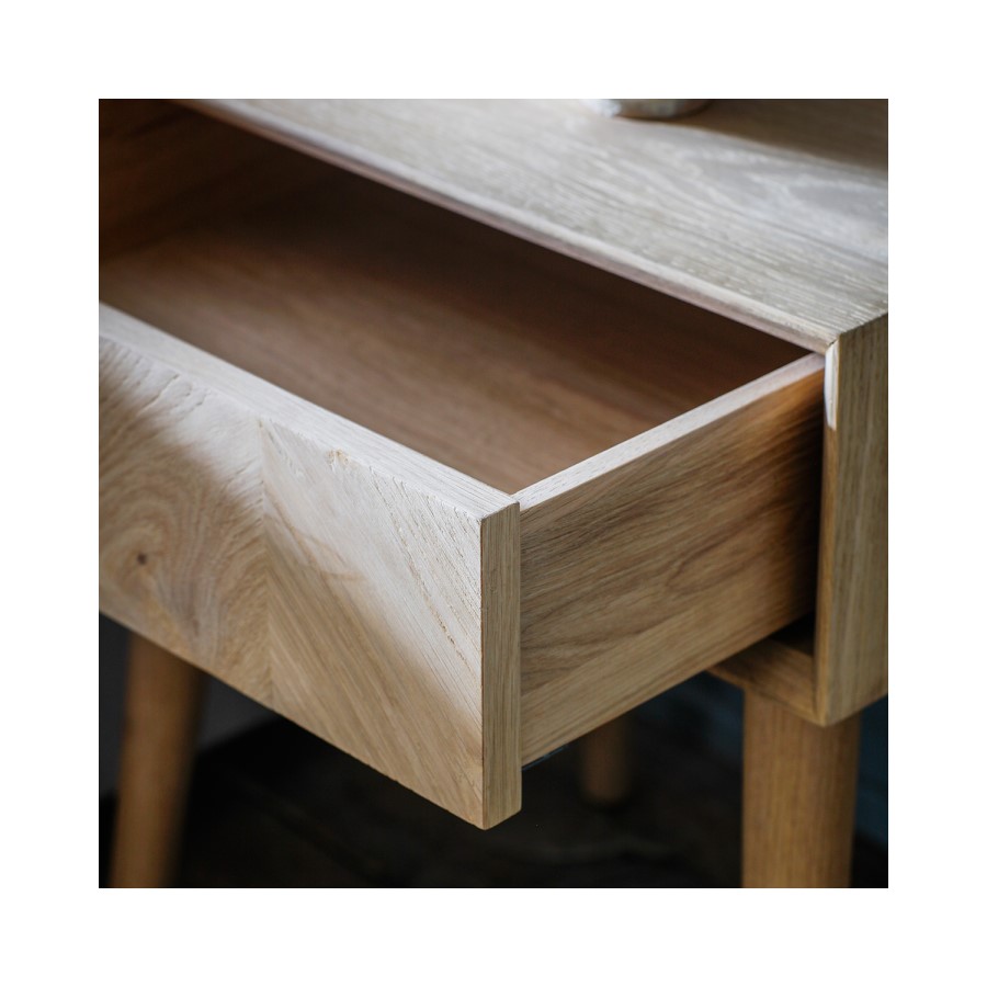 Solid Oak Chevron Style Side Table - Milano - Caspian House