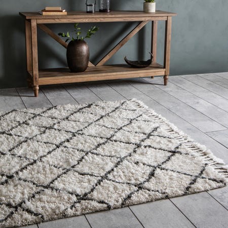 Hand Crafted White Grey Berber Style, White And Grey Rug