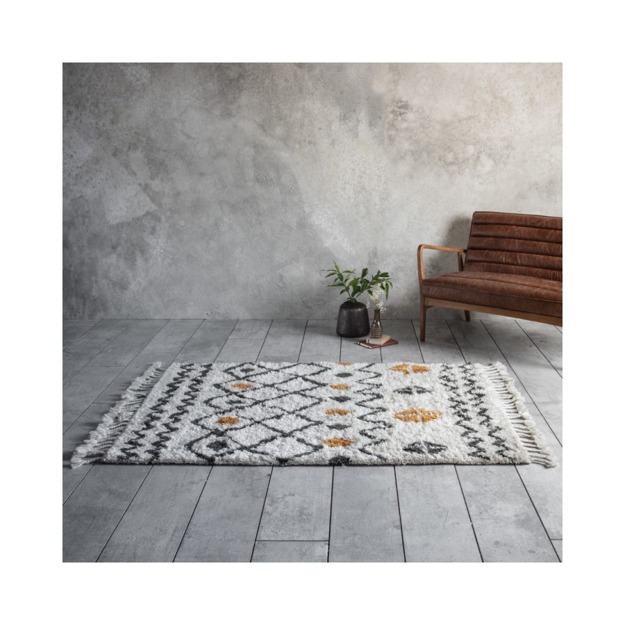 Gallery Navaho Grey & Yellow Rug - 120 x 170 cm