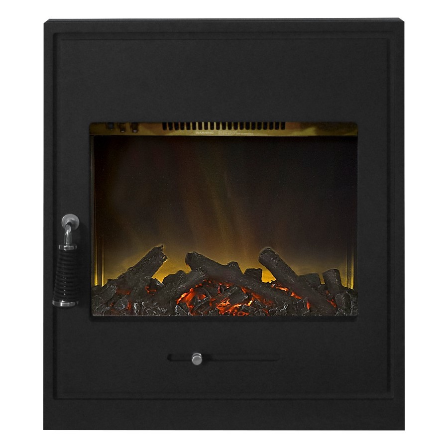 Adam Westminster Fireplace in White & Galaxy Grey with Oslo Electric Inset Stove in Black