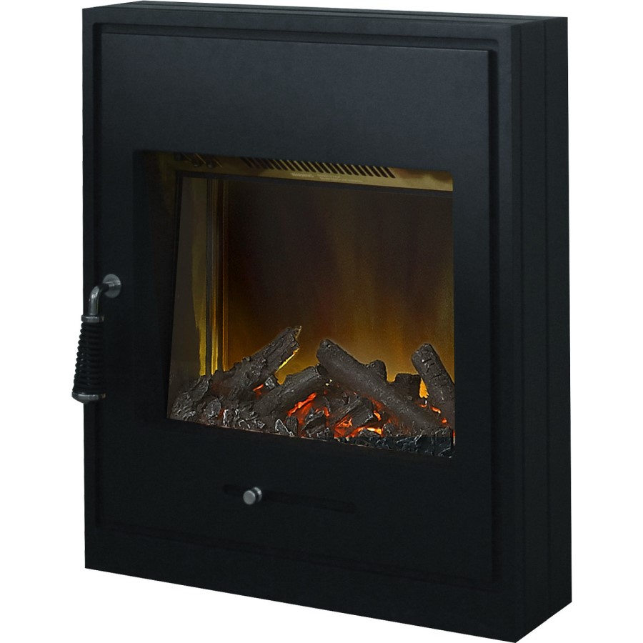 Adam Westminster Fireplace in White & Galaxy Grey with Oslo Electric Inset Stove in Black