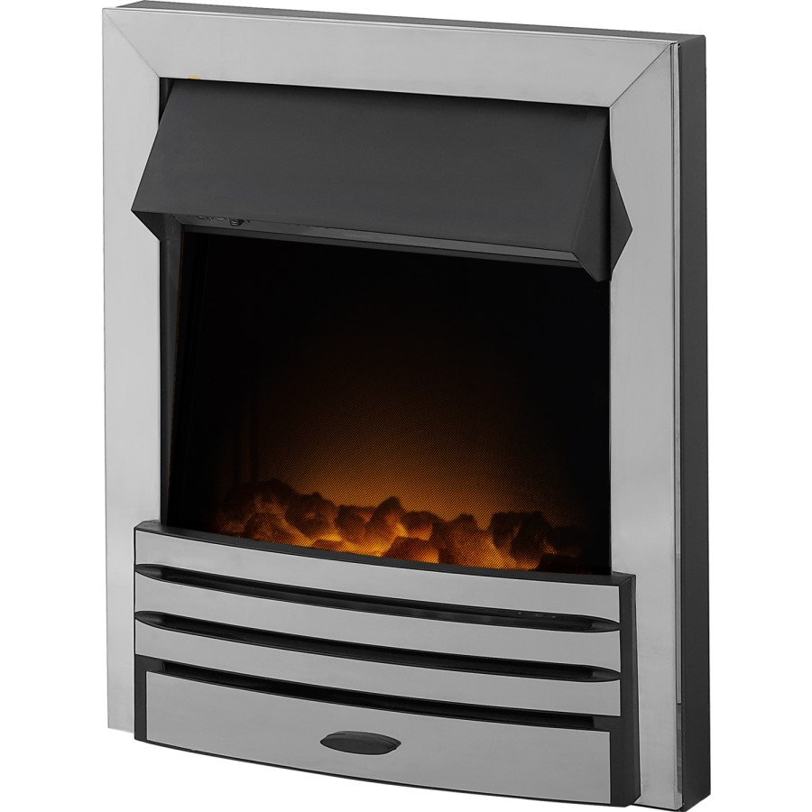Adam Oak and Chrome Electric Fireplace Suite - Beaumont