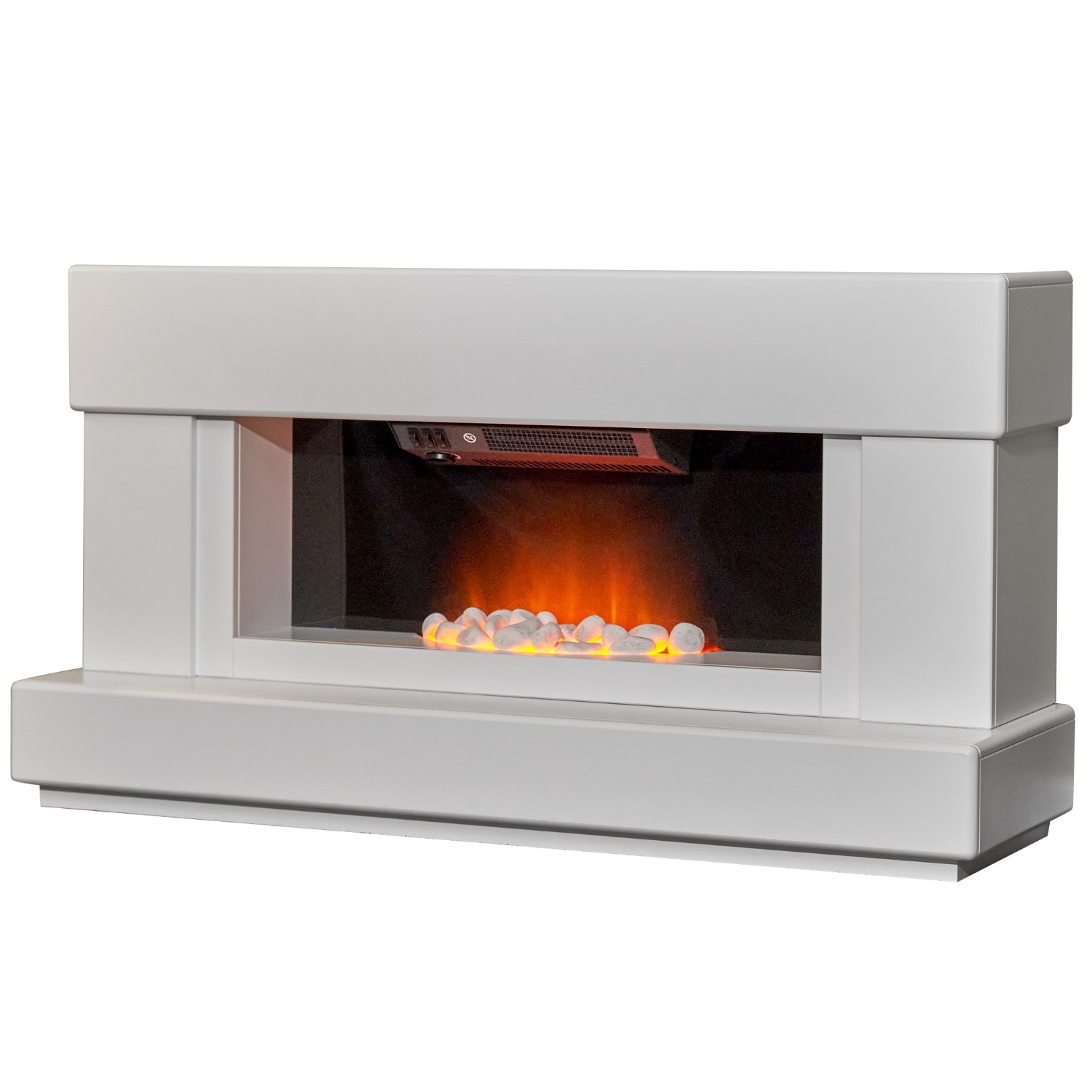 Read more about Adam white & black wall mounted electric fireplace with pebble bowl verona