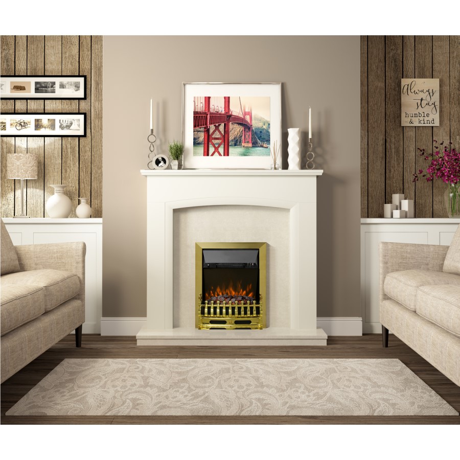 Electric Inset Fire with Brass Effect Finish - Be Modern Bayden