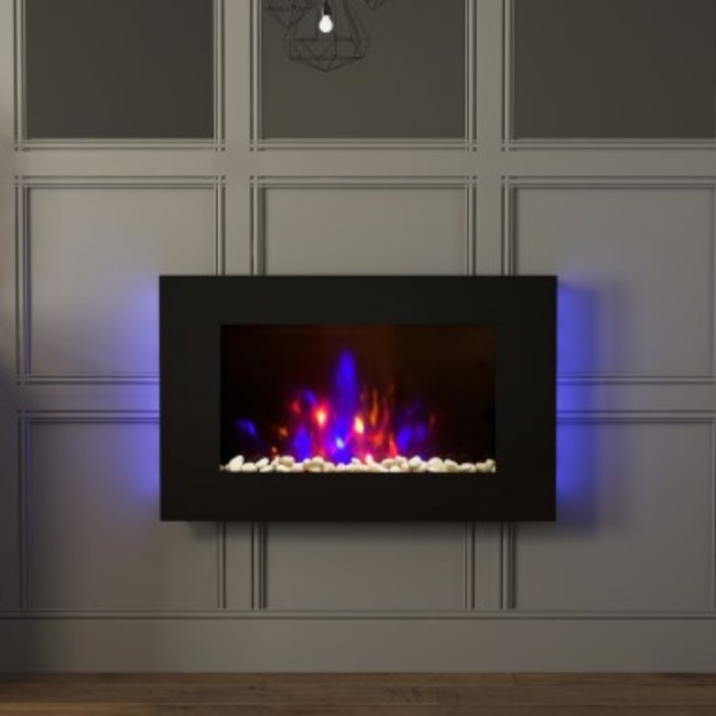 Be Modern 35" Black Wall Mounted Fire with LED Lights - Azonto