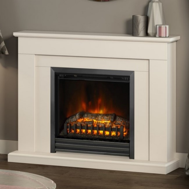 GRADE A1 - Be Modern Hatley Electric Fireplace Suite in Cream with Black Nickel Fire
