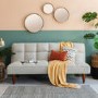2 Seater Click-Clack Sofa Bed in Grey Woven Fabric - Caspian House
