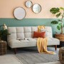 2 Seater Click-Clack Sofa Bed in Grey Woven Fabric - Caspian House