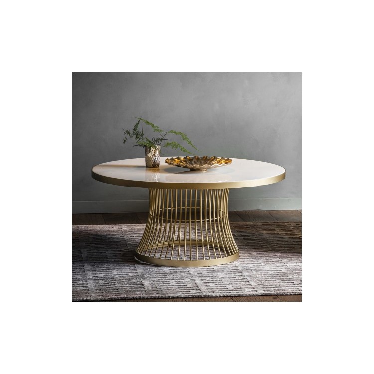 ALMOST PERFECT - Round Gold Marble Effect  Coffee Table - Pickford