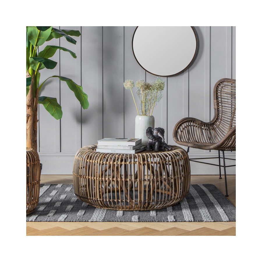Gallery Soho Wicker Coffee Table with Bent Wood Natural Finish