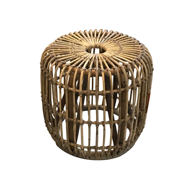 Large Wicker Side Table with Bent Wood Natural Finish - Caspian House