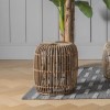 Small Wicker Side Table with Bent Wood Natural Finish - Caspian House