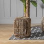 Small Wicker Side Table with Bent Wood Natural Finish - Caspian House