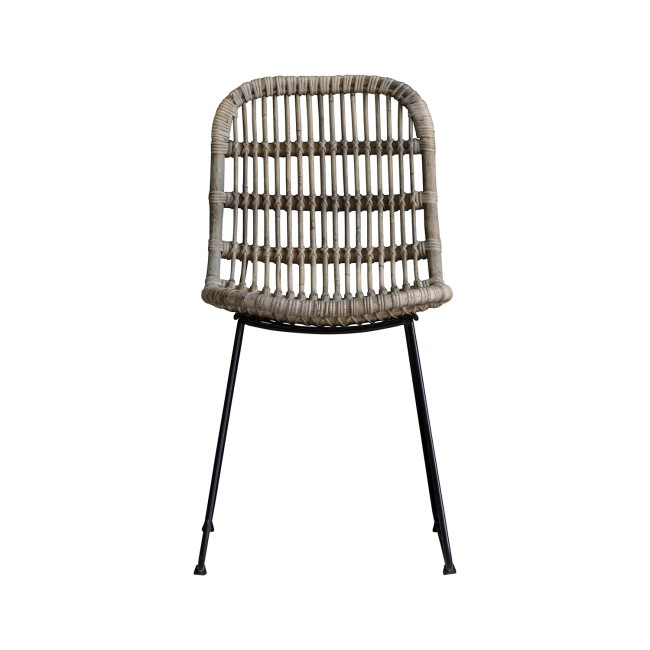 Gallery Soho Pair of Wicker Dining Chairs with Bent Wood Natural Finish & Metal Legs