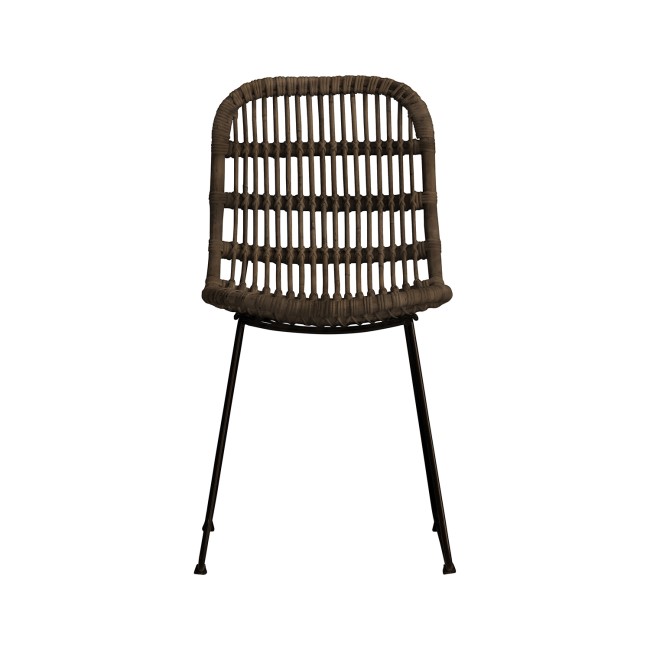 Gallery Soho Pair of Wicker Dining Chairs with Bent Wood Natural Finish & Metal Legs