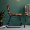 Gallery Soho Pair of Wicker Dining Chairs with Bent Wood Natural Finish &amp; Metal Legs
