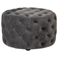 Gallery Sergio Grey Velvet Footstool 