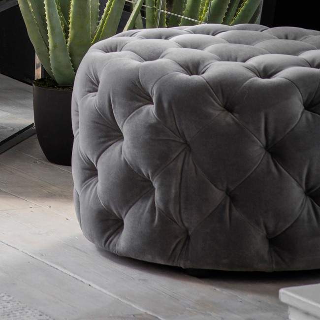 Gallery Sergio Grey Velvet Footstool 