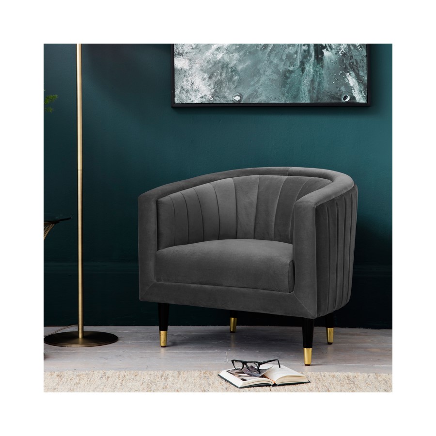 Grey Velvet Armchair - Serrano - Gallery