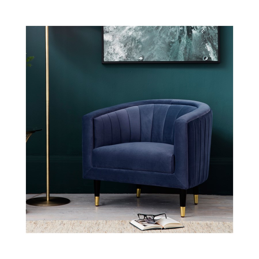 Blue Velvet Armchair - Serrano - Gallery