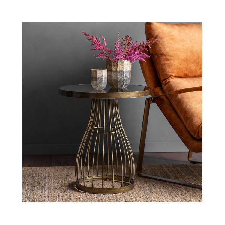 Round Gold Glass Top Side Table - Southgate