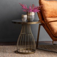 Round Gold Glass Top Side Table - Southgate