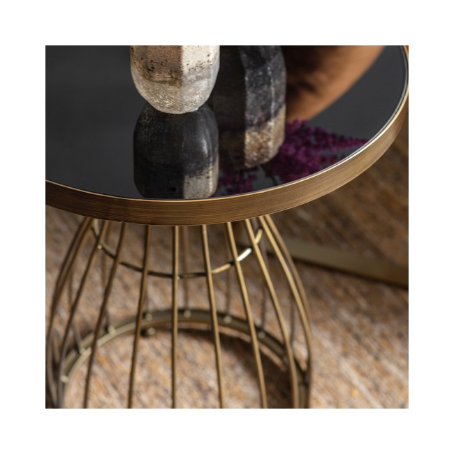 Round Gold Glass Top Side Table - Southgate