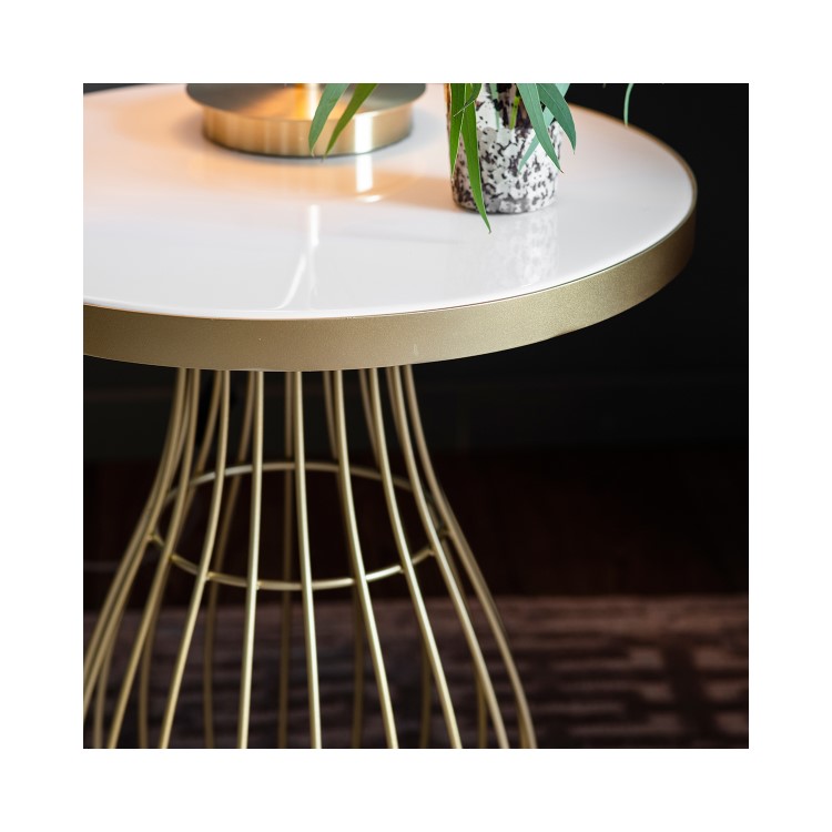 Round Gold Glass Top Side Table - Southgate