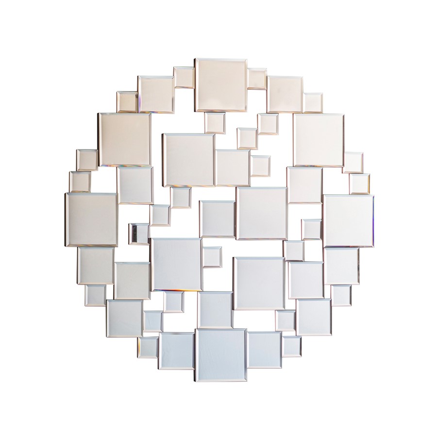 Round Cut Out Mirror with Gold Trim - Caspian House