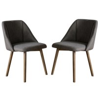 Pair of Elliot Dining Chairs Slate Grey Linen - Caspian House