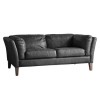 Black Leather 2 Seater Sofa - Caspian House