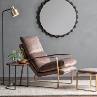 Leather Armchair in Brown with Gold Frame - Caspian House