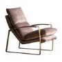 Leather Armchair in Brown with Gold Frame - Caspian House