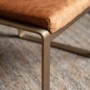 Small Tan Leather Footstool with Gold Legs - Fabien